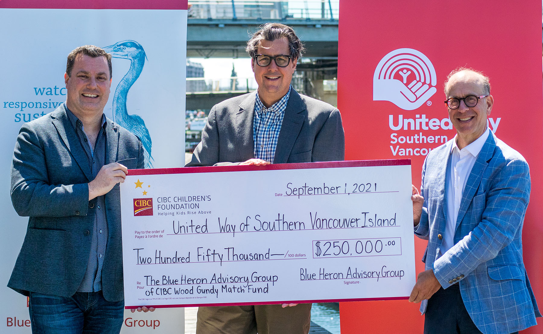 Blue Heron Advisory Group of CIBC Wood Gundy Donates $250,000 to United Way
